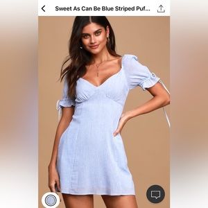 Lulus Puff Sleeves Blue Dress
